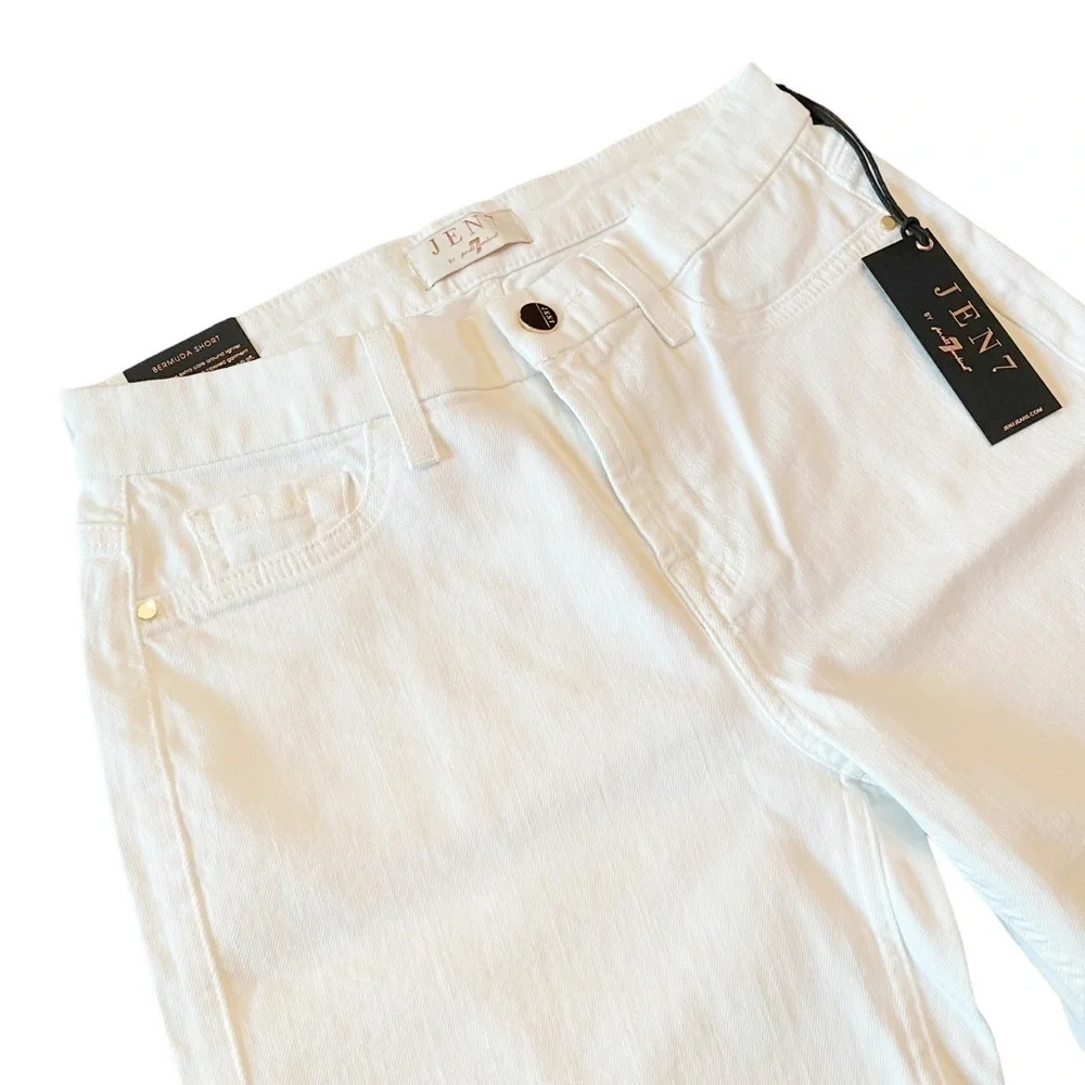 Jen7 7 For All Mankind 7FAM White Denim Bermuda Shorts Size 4 New NWT